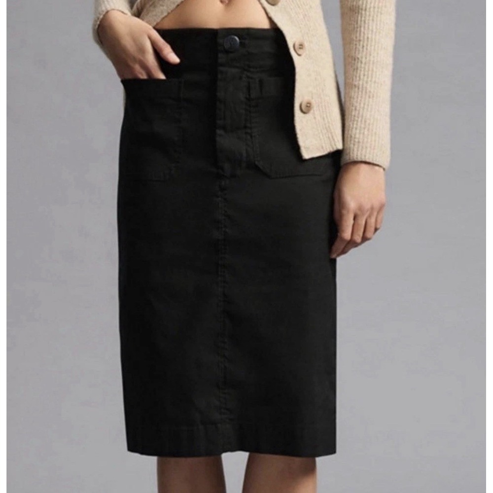 NWT Maeve Anthropologie The Colette Skirt Black Womens Large Classic Office Chic